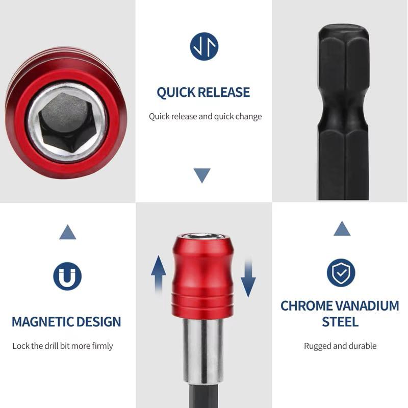 1/4" Hex Magnetic Screwdriver Bit Holder Quick Release Adapter Extension Rod Electric Drill Hand Tools 50/60/75/100/150/300mm