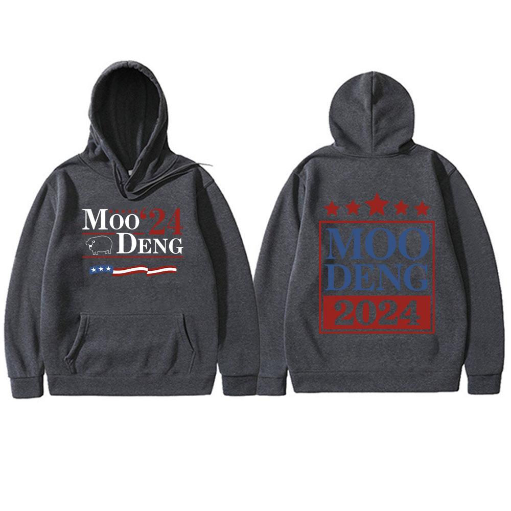 Baby Hippo Moo Deng Funny Meme Double Sided Print Hoodie Men Women Fashion Casual Hooded Tracksuit Male Oversized Fleece Hoodies