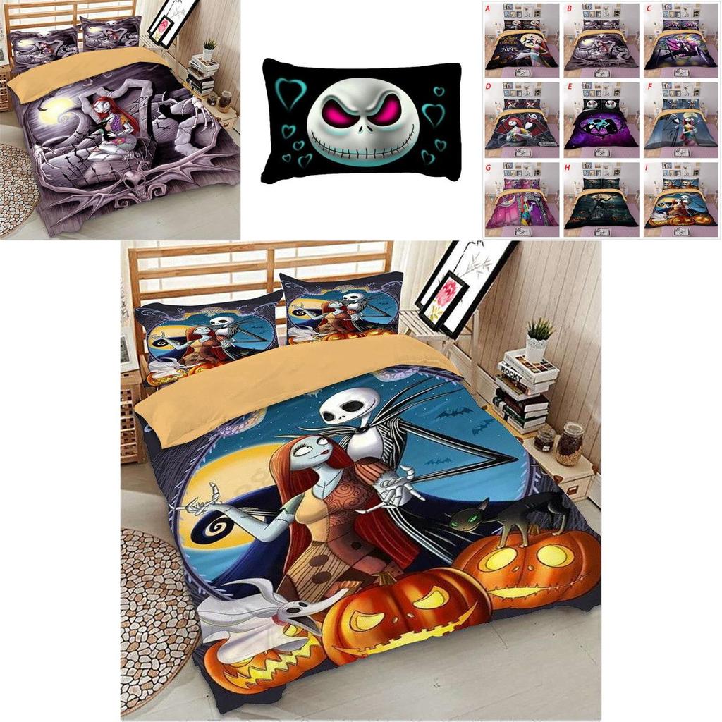 Luxurious Nightmare Before Christmas Duvet Cover With Pillow Cases Bedding Set