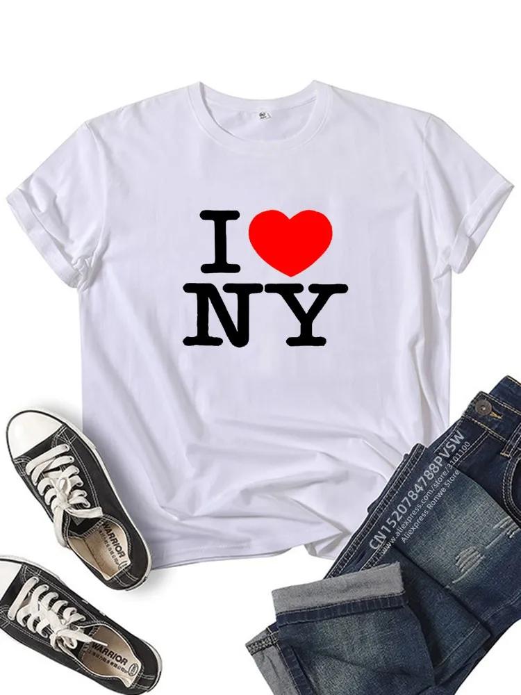 

Женская футболка с надписью «I Love NY New York» для девочек Y2K Harajuku, черная, розовая, красная, новая, женская, забавная одежда, подарок M