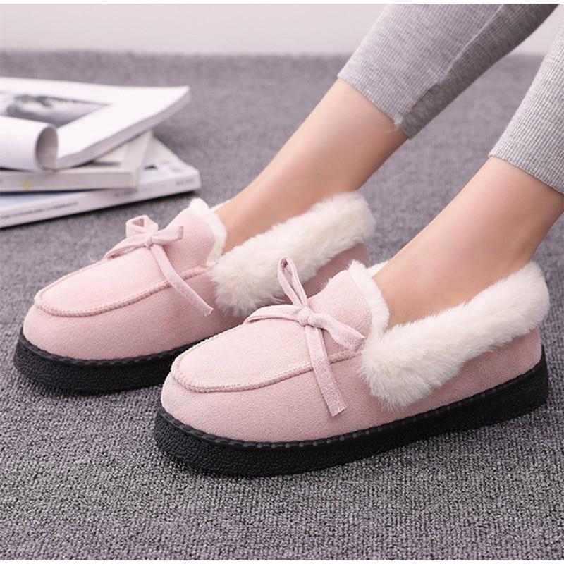 CMF Women Winter Slippers Thermal Plush Water-resistant Suede Anti-slip Indoor Loafers