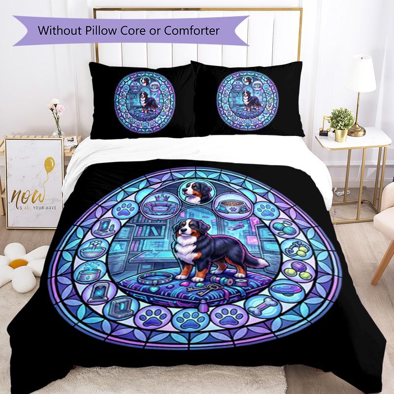 Cybernetic Canine Kingdom Pattern Bedding,Quilt Set Quilt Cover Pillowcase Home Birthday Gift (1 * duvet cover + 2 * pillowcase, without core)
