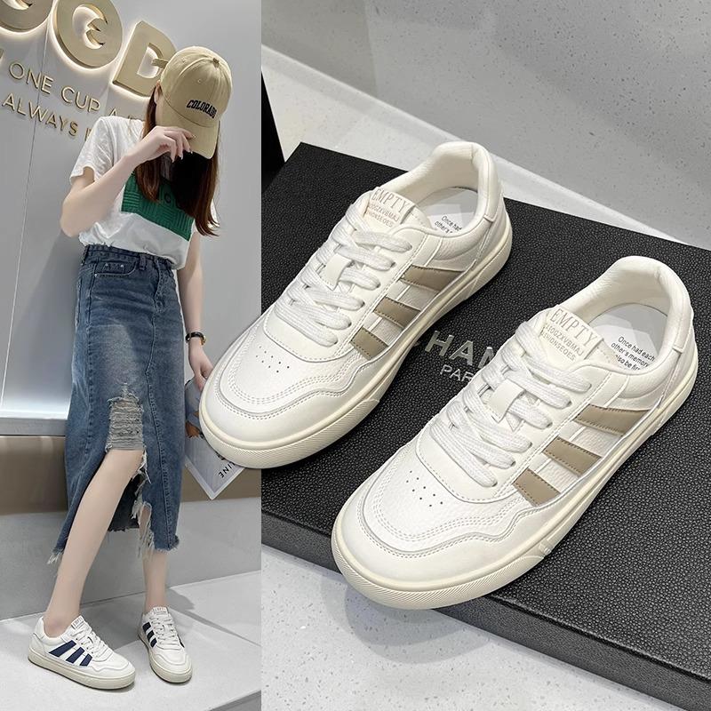

Leather popular little white shoes summer women s models 2025 new spring flat baseplate shoes casual versatile student sports shoes 40