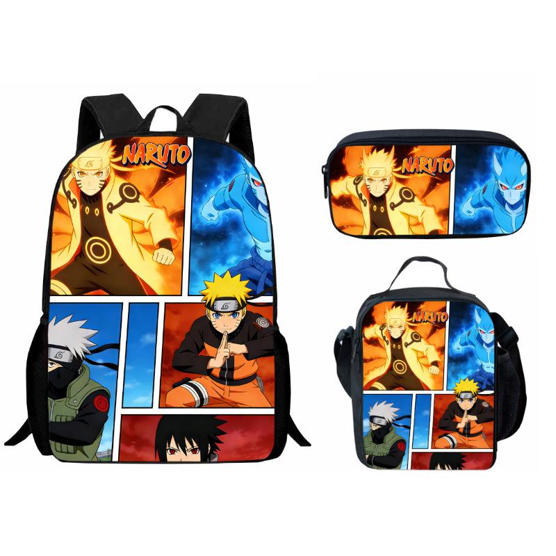 Bedrucktes Dreiteiliges Schüler-Schulranzen-Set, Cartoon-Rucksack, Brottasche, Federmäppchen