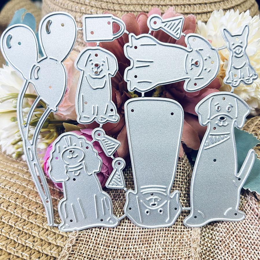 Puppies Celebration Balloon Metal Cutting Dies Stencil for DIY Scrapbooking Photo Album Embossing Paper Cards Crafts Diecuts