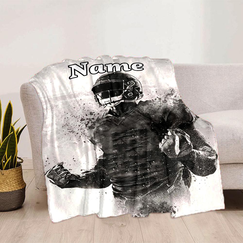 Football Player Home Customize Your Name Blankets Comfortable Soft Lightweight Allseason Multipurpose Blanket For Picnics Sofas Offices Beds Living