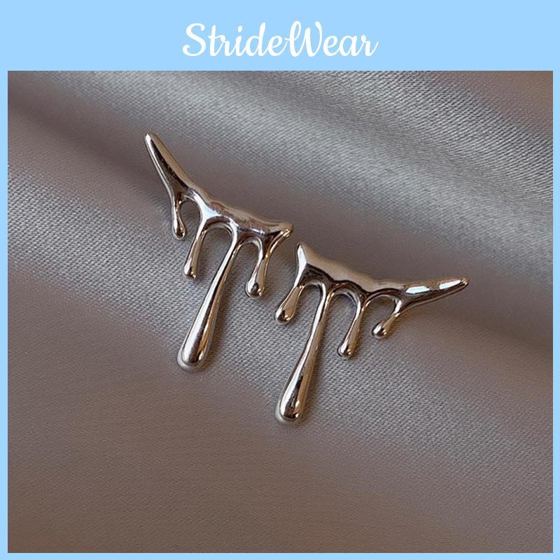 Silver Alloy Trendy Womens Asymmetric Earrings Geometric Fashion Design