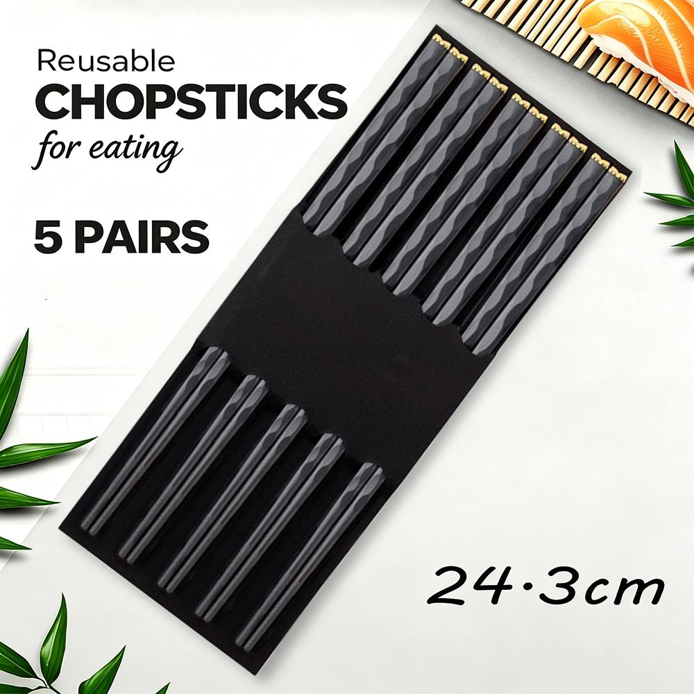 Black 5 PairsJapanese Chinese Chopsticks Black Sushi Sticks Fast Food Noodles Chopsticks Korean Tableware Kitchen Bar Supplies
