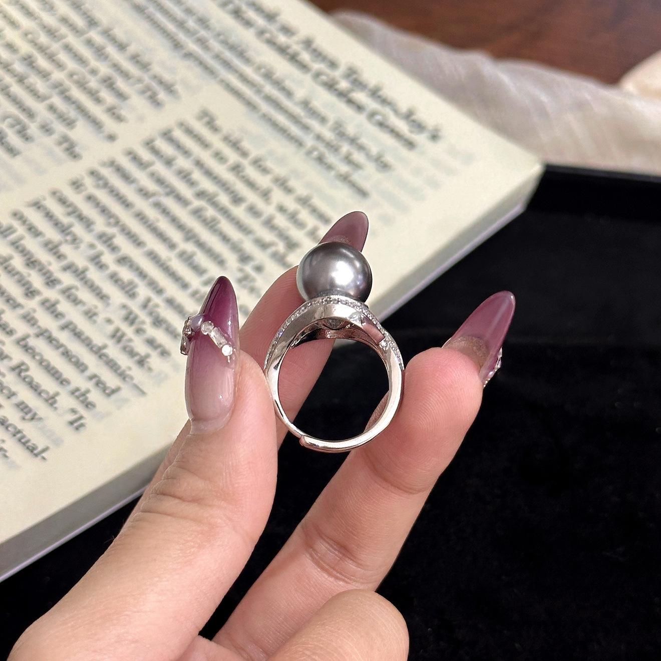 Xiaohongshu popular light luxury irregular ring micro-inlaid zircon necklace simple versatile pearl earring set