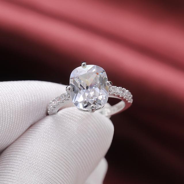 New High-quality Silver Plated Women Wedding Engagement Rings with Brilliant Cubic Zirconia Crystal Bridal Eternity Jewelry