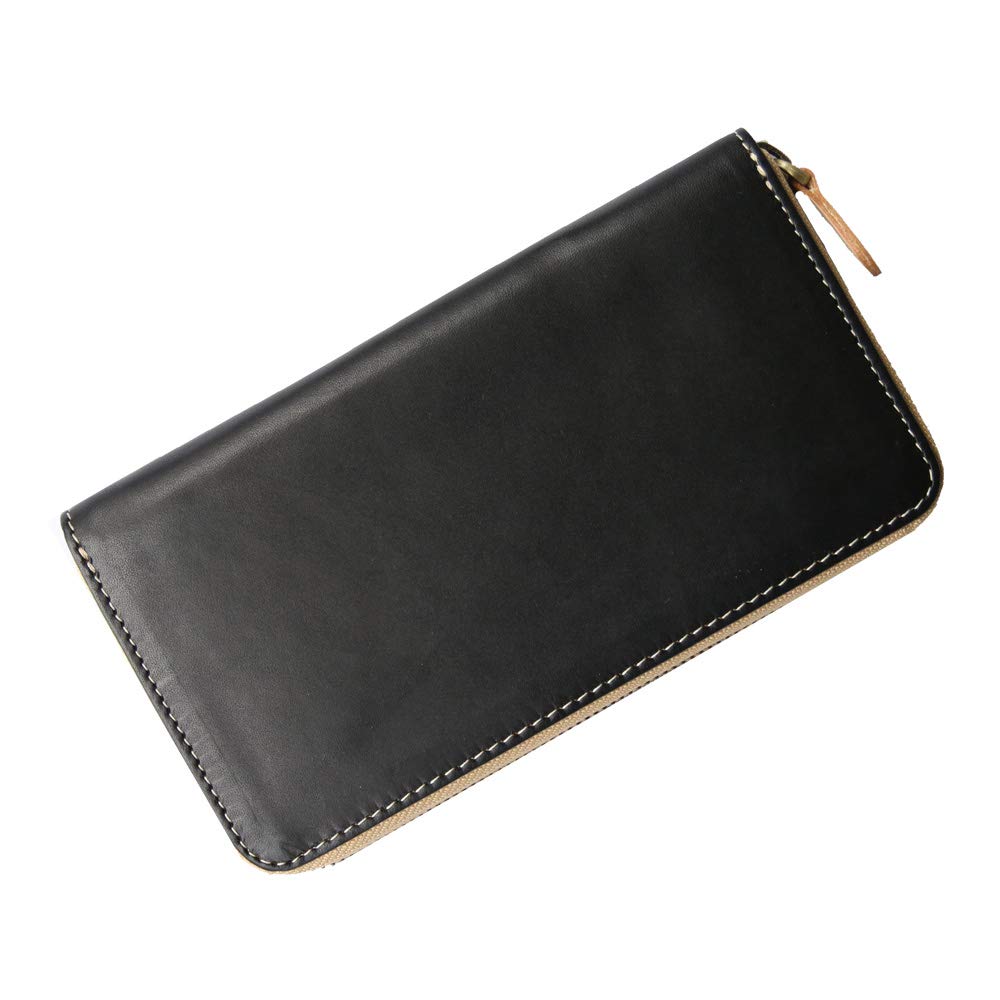 

Tochigi Leather Long Wallet, Men s and Women s, Genuine Cowhide Leather, Round Zipper (Black)