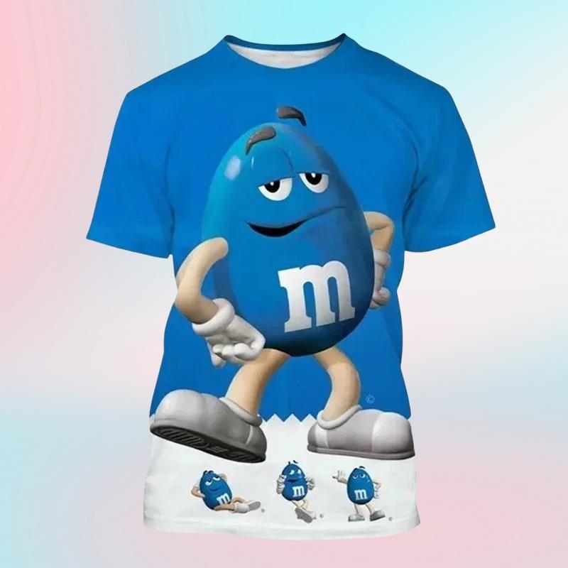 M&m's Chocolate Beans 3D Print O-Neck T-shirts Men Short Sleeve Fashion Hip Hop Oversized Harajuku Y2K T Shirt Unisex Clothes
