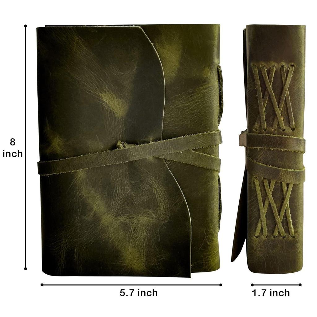 Leather Journal for Men - Leather Bound Journal - Handmade Antique Deckle Edge Paper - Leather Sketchbook - Book of Shadows Journal