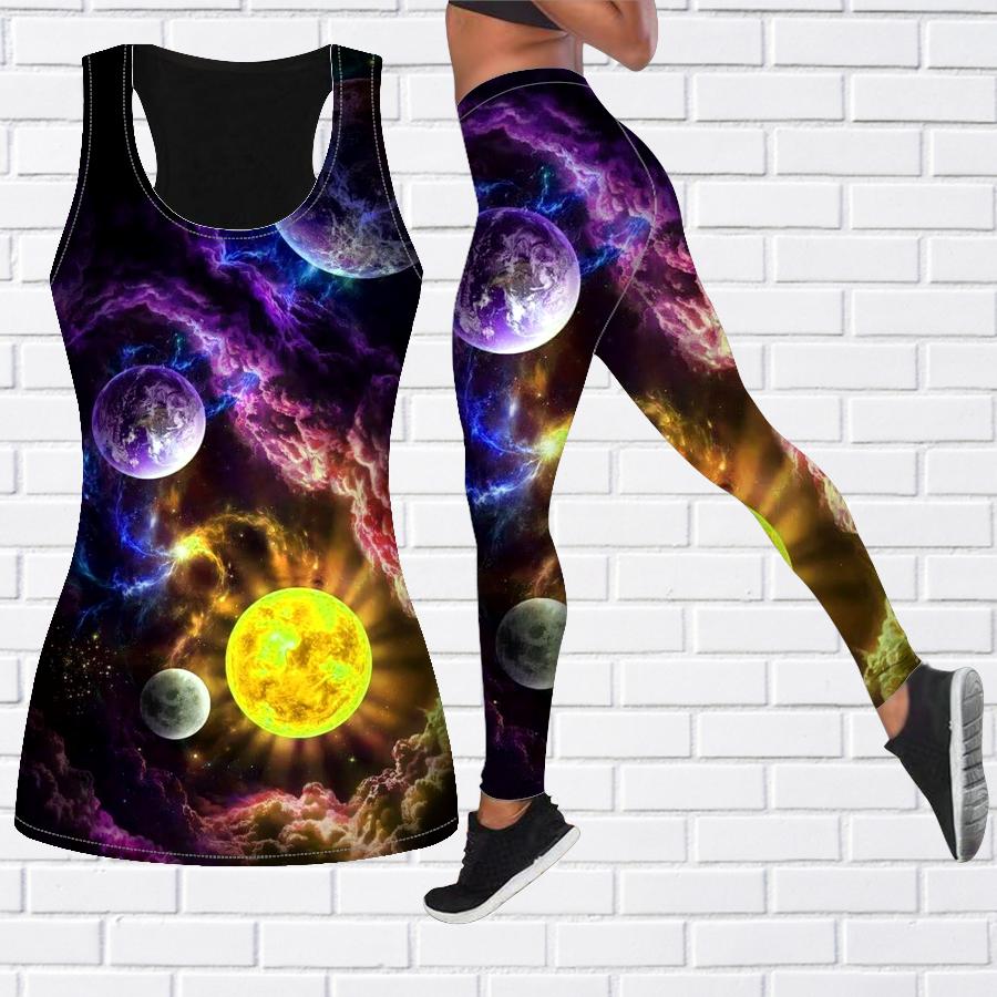 

Экипировка для йоги с кристальным земным принтом для женщин, модные леггинсы для тренировок, спортивные повседневные штаны для фитнеса и йоги M жёлтый