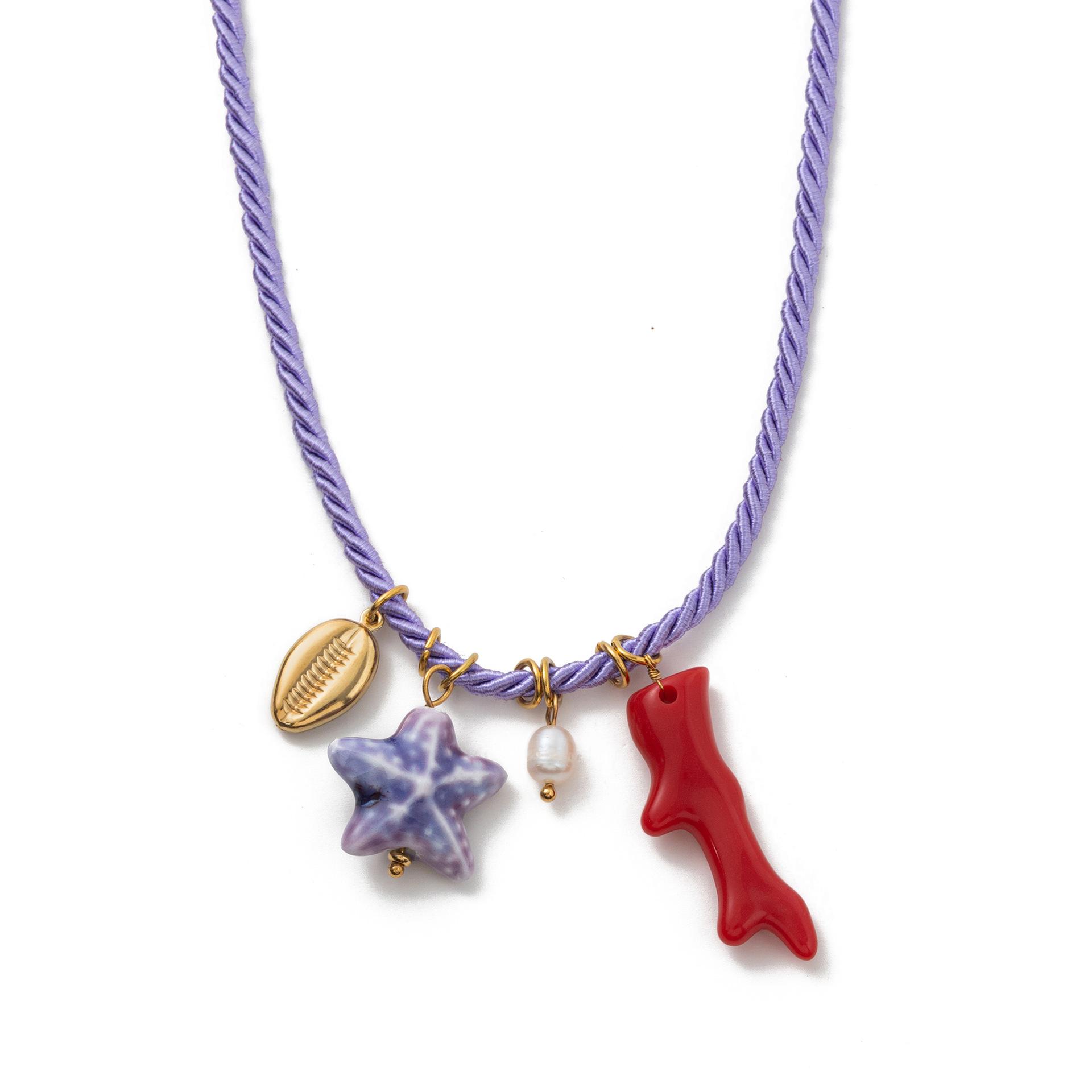 

Ручна робота Масивний мотузковий багатоколірний керамічний підвіс у вигляді морської зірки, восьминога, риби. Літнє пляжне кольє Y2K.