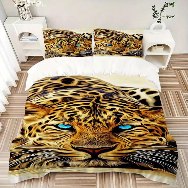 3pcs Tiger Print Duvet Cover Set -Includes 1 Duvet Cover and 2 Pillowcases, No Quilt Core, All-Season Home Decor yy251111173