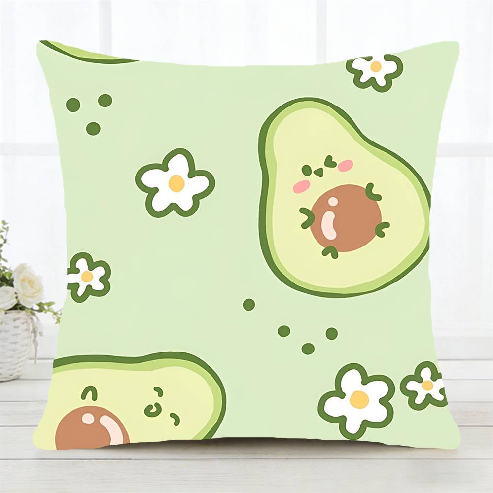 A Green Avocado Pillow Case Fashion Square Pillowcase Bedroom Sofa Room Ins Decoration Leisure