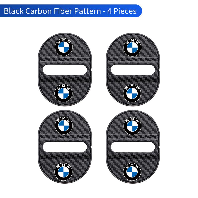 vbjly8 4Pcs Carbon Fiber Door Silent Cushion ABS Lock Cover Car Sticker Fit BMW M E90 G26 E60 E46 F10 F30 E39 E36 F20 Gloss Silver Blac wscap11