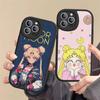 S-Sailors Anime Moon Phone Case For IPhone 16 15 14 13 12 11 Pro Max Plus 16E Soft Leather Cover