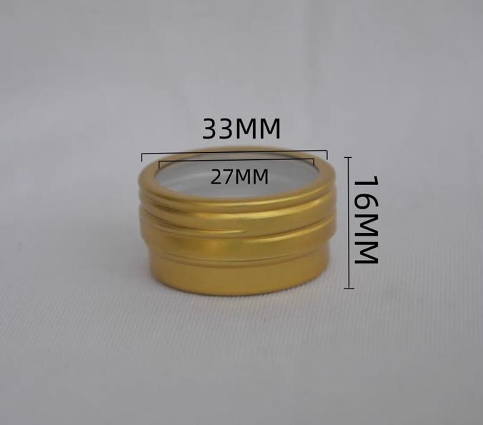 100pcs 10ml Gold Aluminum Jar 10g Metal Aluminum Tin Container Clear Window Gold Cosmetic Containers Nail Storage Jar