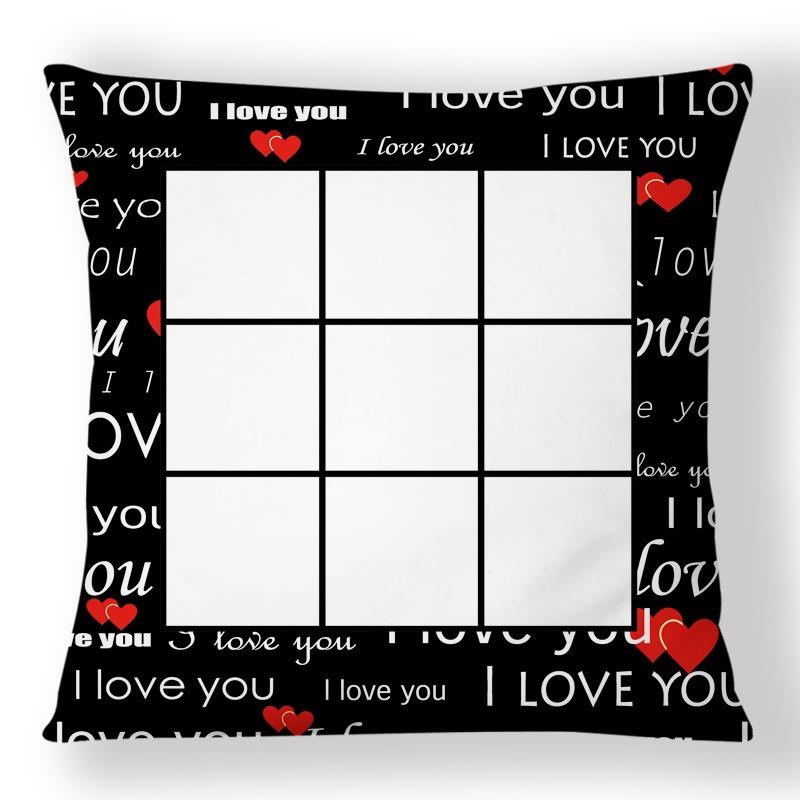 Custom Photo Pillow Cover Personalized Heart Collage Cushion Case Peach Skin 2D Flat Print For Valentine Gift Sofa Home Decor