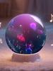 3D Video Crystal Ball with Stand Video Glass Ball with Black Base Memory Sphere Lamp Gift for Anniversary Birthday Wedding