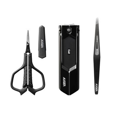 Kai Auger Grooming Set with Nail Eyebrow Thin and Stylish Nail Care Men's Tweezers, Clippers, Scissors, Blades,