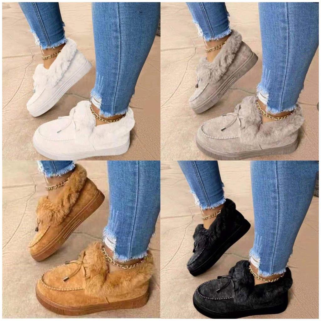 Winter Thick Soled Warm Plush Snow Shoes Women's Round Head Slipper