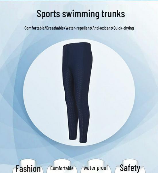 Exklusive Herren-Badehose mit langen Beinen, schnelltrocknend, Haifischhaut-Optik, Renn-Badehose