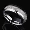 8mm Width Meteorite Stone Pattern Inlaid Silver Color Tungsten Steel Ring Couple Wedding Band Engagement Jewelry