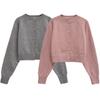 Fashion Style 2024 Autumn Women's New Short Slim Looking Easiest for Match round Neck Wool Cardigan Pink Outwear 1244418003