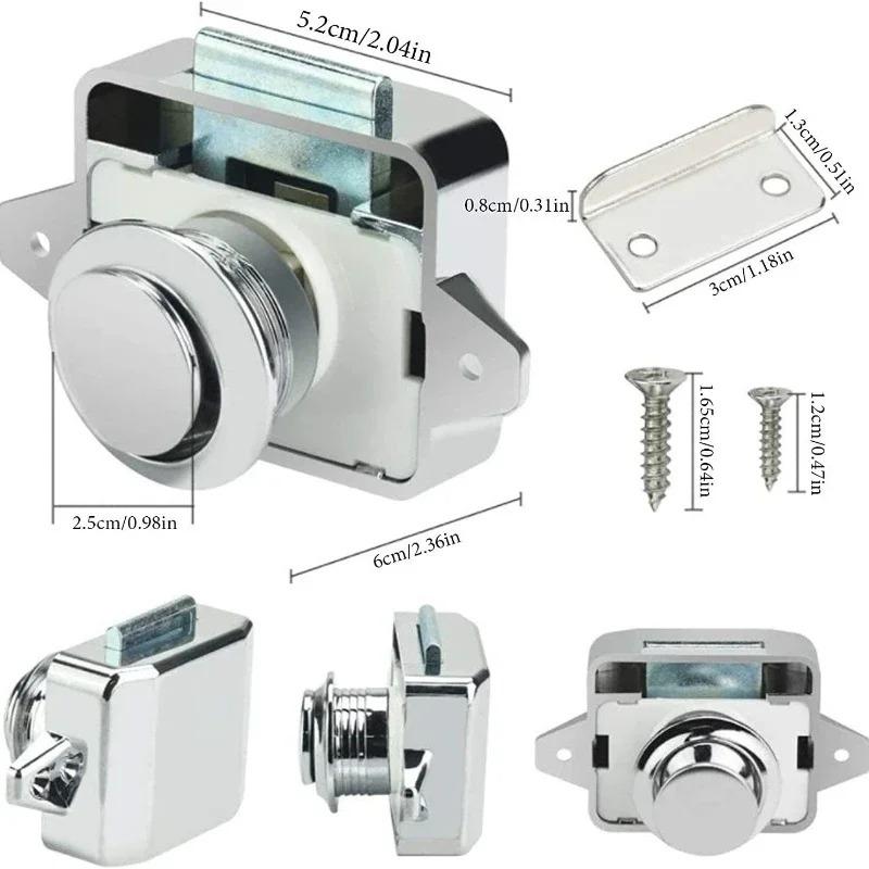 2/3/5PCS RV Press Cabinet Lock Nickel Button Material Suitable for Keyless Cabinet Locks for RVs Yachts Campers Travel Trailers