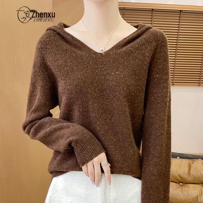 Maglione con cappuccio da donna Zhenxu 100% lana merino