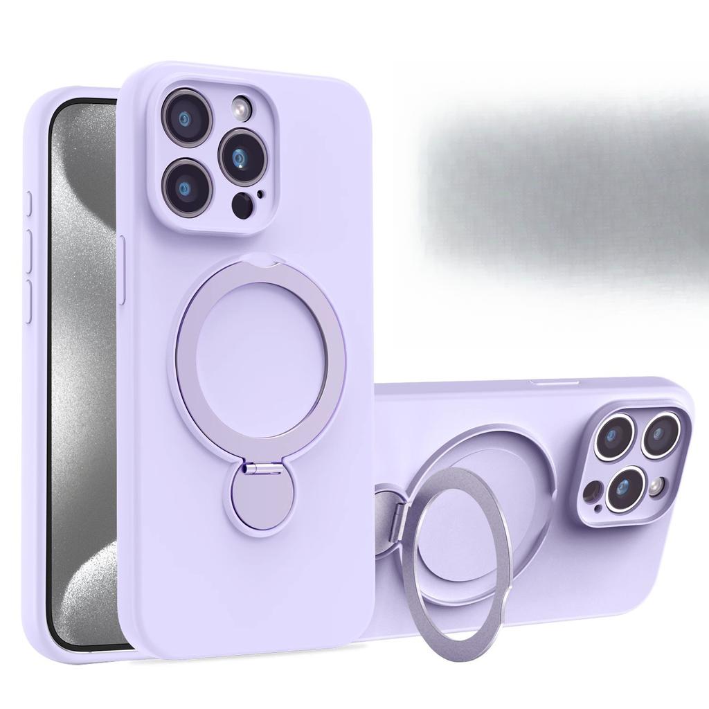 Applicable To Apple 16pro Mobile Phone Case Magnetic Suction Bracket 360° Rotating IPhone 15 Liquid 14 Anti-fall Protection Case
