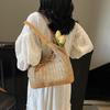 Women Straw Tote Handbag with Bow Weaving Travel Handbag Large Capacity Simple Shoulder Bag Female Woven Bag
