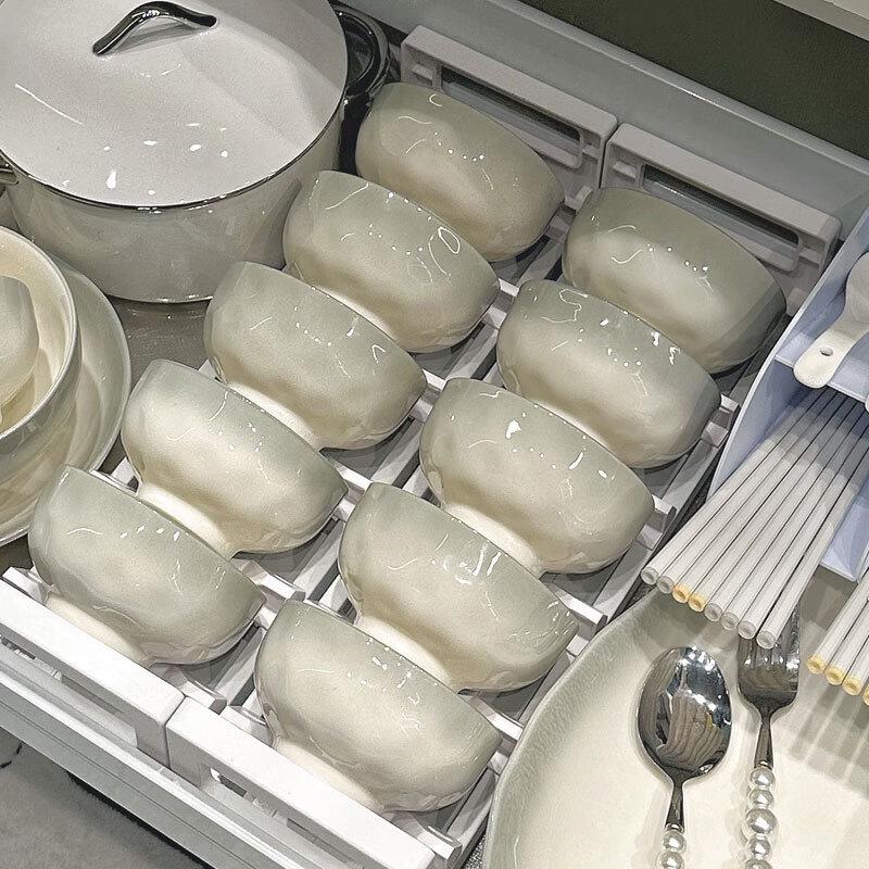 Nordic Green Border Underglaze Ceramic Square Plate