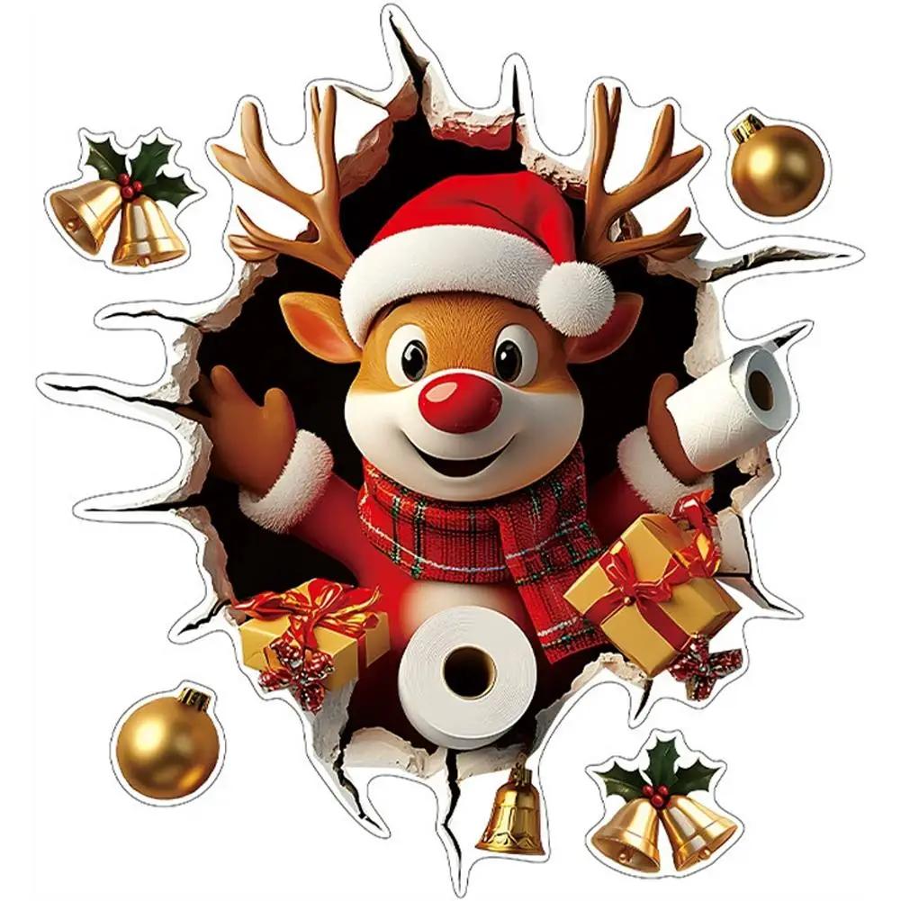 

Self-Adhesive Santa Claus Stickers, Christmas Wall Decals for Home Window & Shop Decoration, Removable PVC Holiday Decor P5C8 коричневий