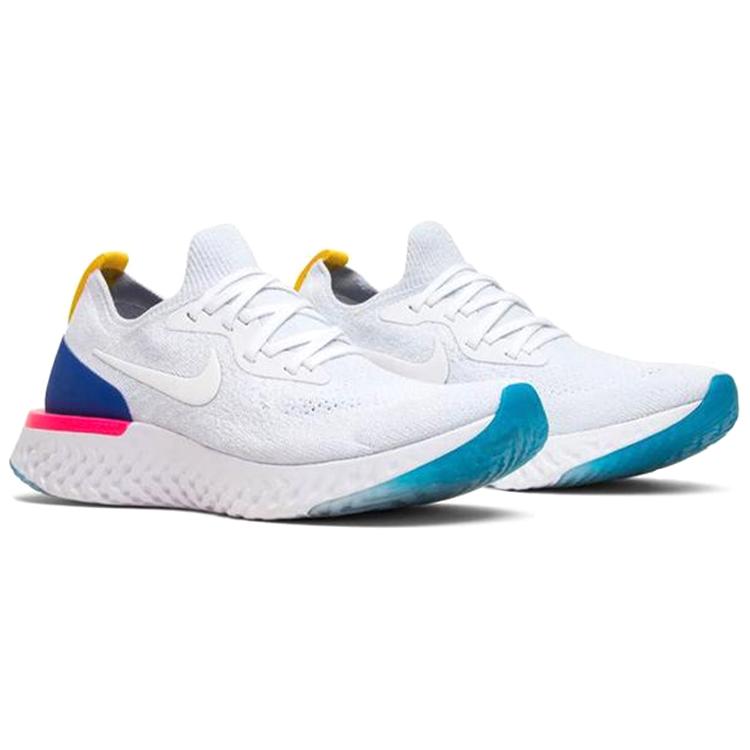 Nike Epic React Flyknit Bianco Blu Racer Rosa Esplosivo Donna AQ0070-101