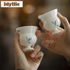 2pc/lot Hand-painted Orchid High Footed Teacup Creative Tea Bowl Tea Pair Tea-tasting Meditation Cup Jianzhan Master Cups 80ml