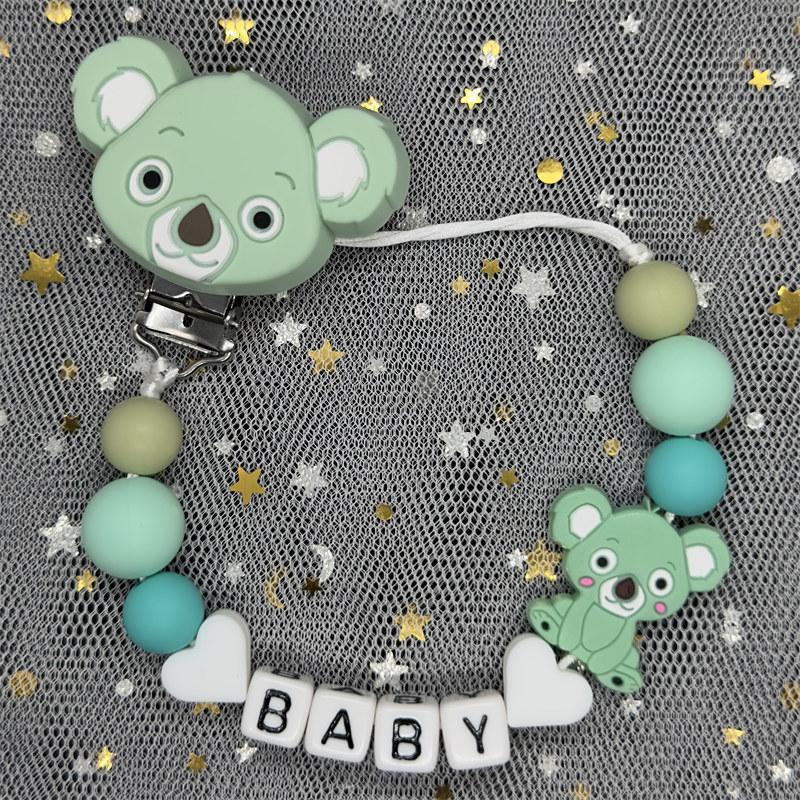 Free Personalised BPA Free Silicone Baad Dummy DIY Silicone Baby Pacifier Custom Clip Name Colorful Pacifier Chain Teething Gift