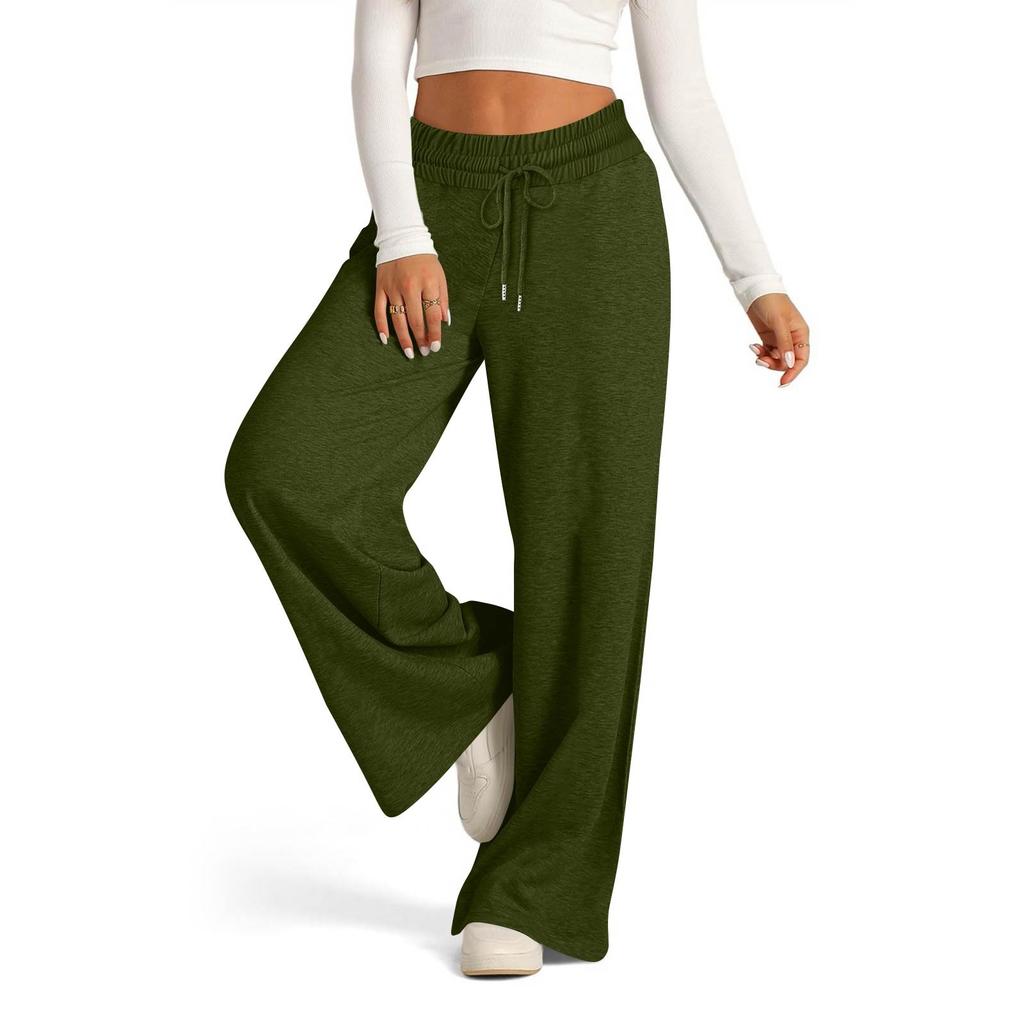 Women's Pants Fashion Casual Pants Solid Color Drawstring High Waist Pants With Pockets