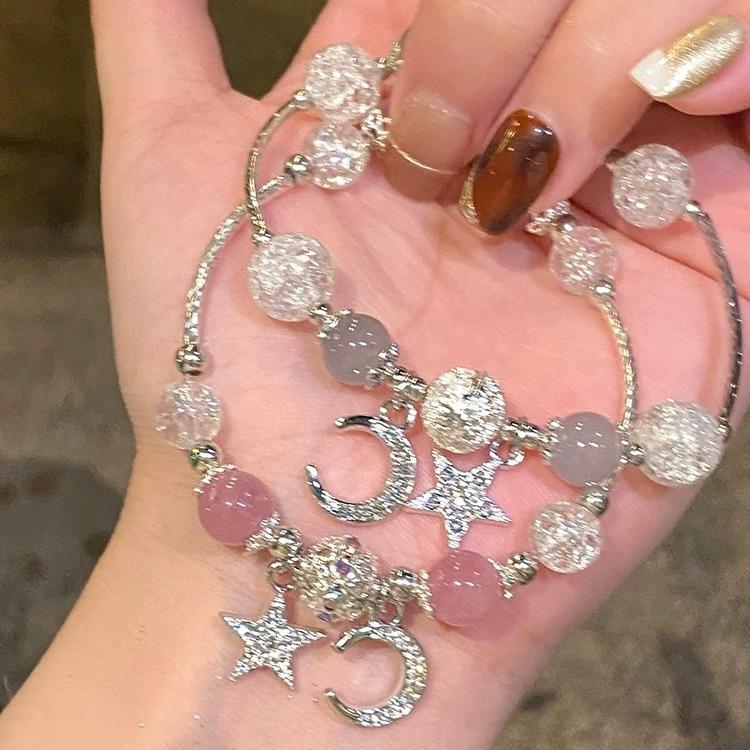 Brățară cu mărgele de cristal de fructe de pădure, brățară pentru fete, brățară, frânghie de mână de nișă, bijuterii rafinate cu franjuri.