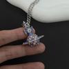 Empress Cixi Blue Pink Saturn Sphere Pendant Diamond Sweater Chain Necklace