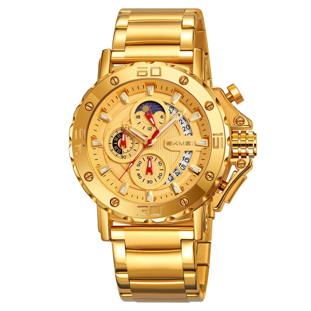 Luxury Quartz Waterproof Watches Multifunction Date Display Watch for Men Luminous Hands Stainless Steel