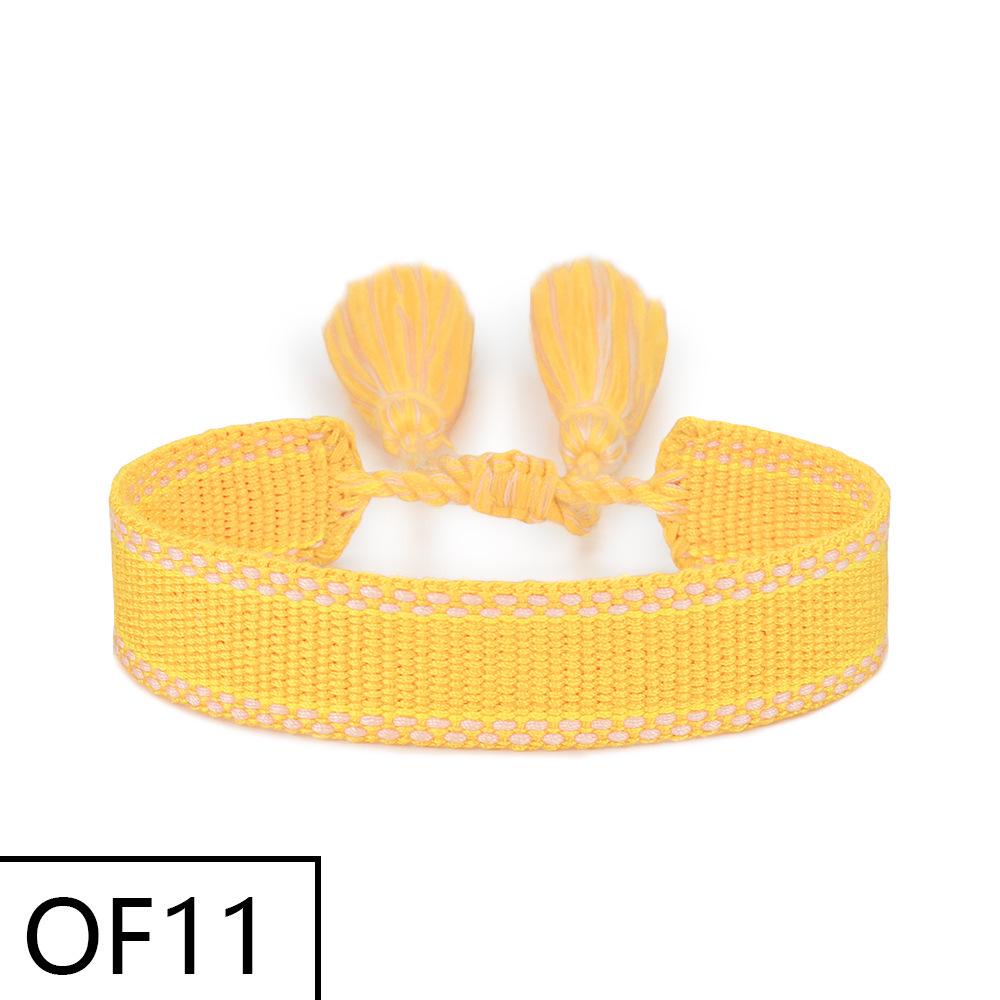 Embroiderable Polyester Cotton Letter Tassel Bracelet for Women – 1.5cm Woven Wristband