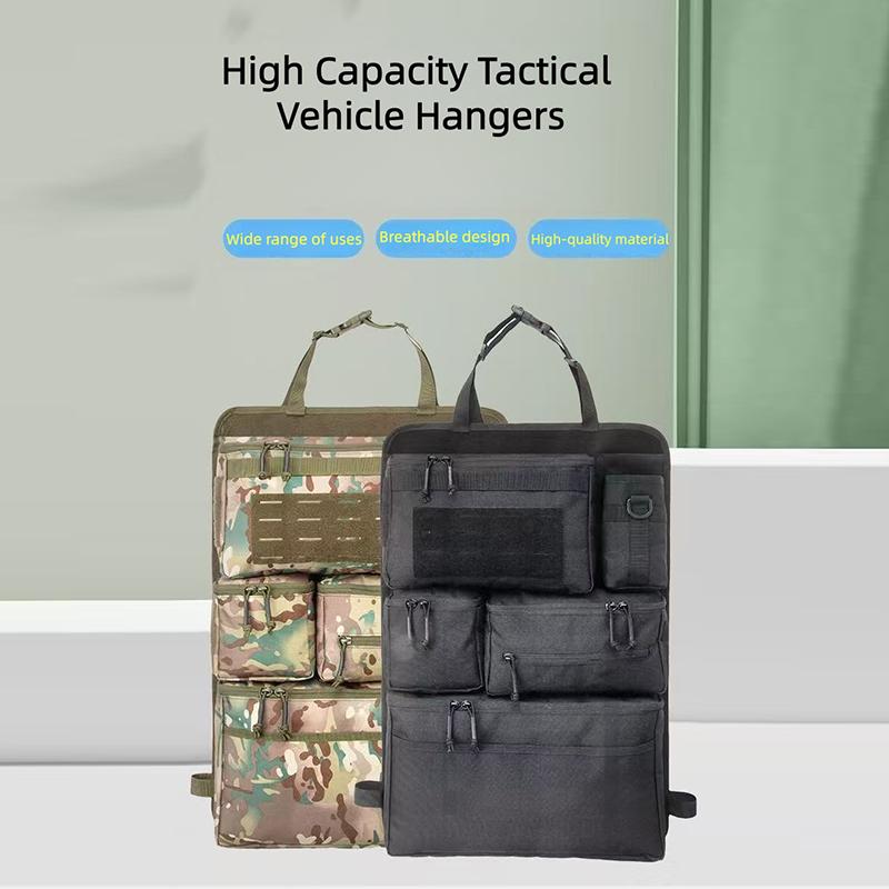 Tactical Car Backseat Organizer Multi-Pocket Nylon Storage Bag With Zipper Pockets Back Seat Hanging Organizer For SUV Truck