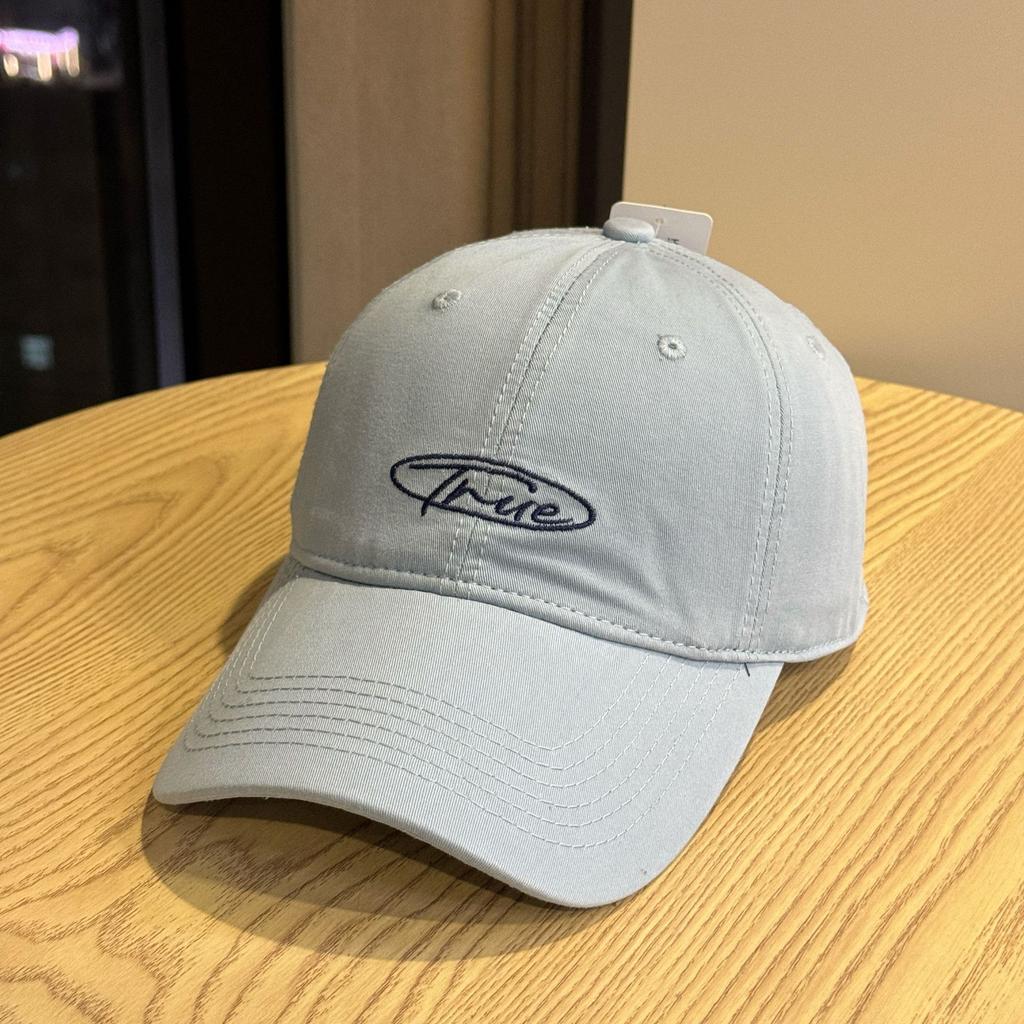 Korean-style fashion yellow letter embroidery Korean-style washed cotton baseball cap for young couples, suitable for outings, unisex sun hat