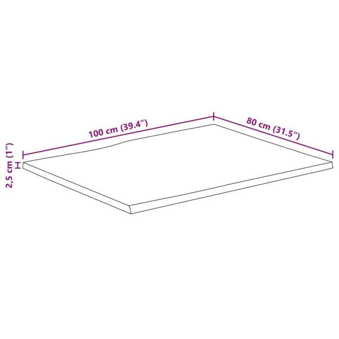 VidaXL Dessus de table 100x80x2,5 cm bord vivant bois massif manguier 370772