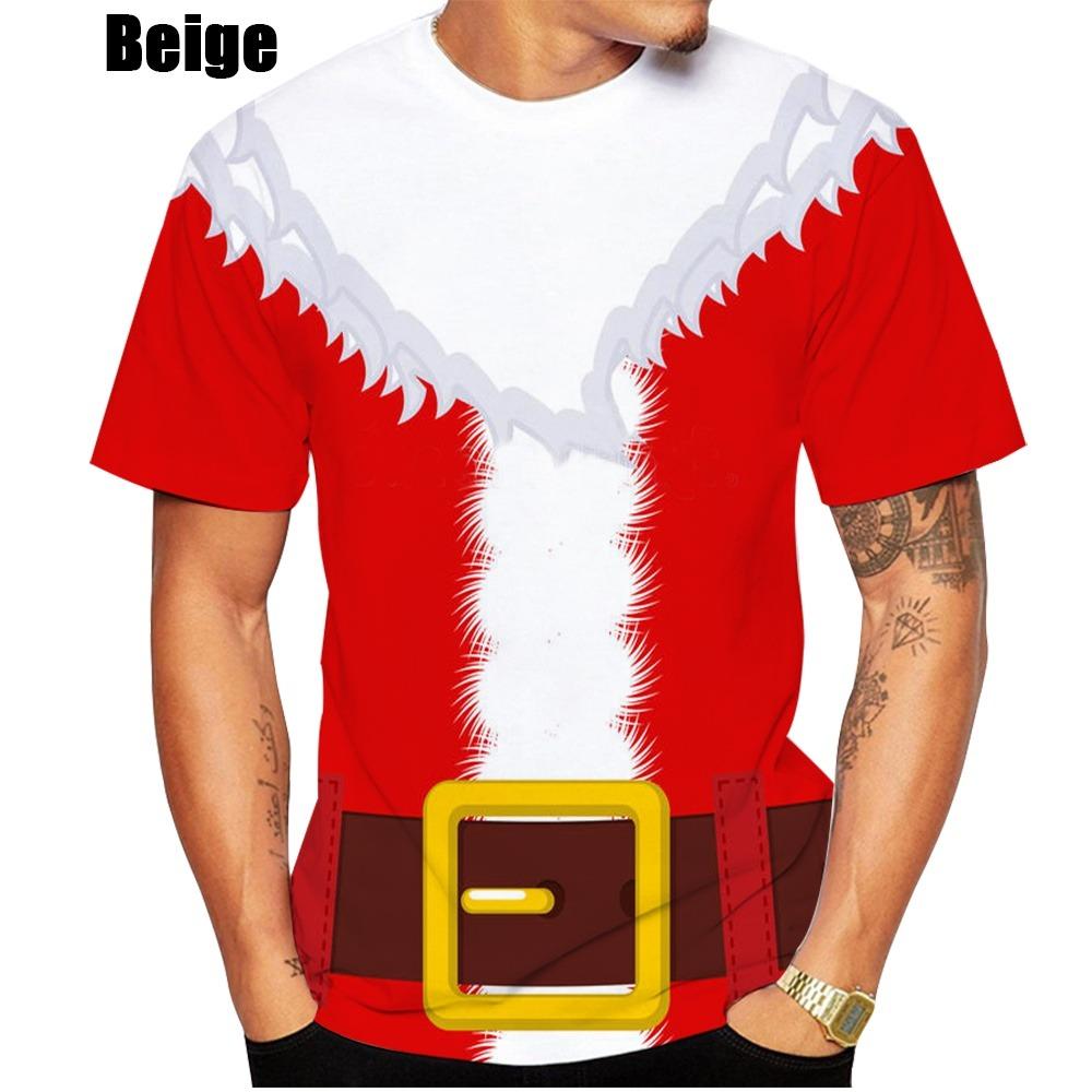 Christmas Men's T-shirt O Neck Red Santa Tshirt For Men Xmas Oversized Fashion Streetwear Short Sleeve Tops Harajuku Men Clothes
