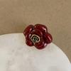 Ankara Red Dripping Oil Flower Opening Ring Female Niche Retro Light Luxury Elegant Fashion Versatile Ring Ring